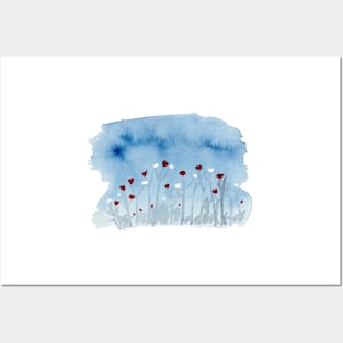 White and Red Poppies, Watercolor Poppies, Watercolor Flowers Posters and Art